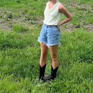 Ivory cowl neck top size small vintage